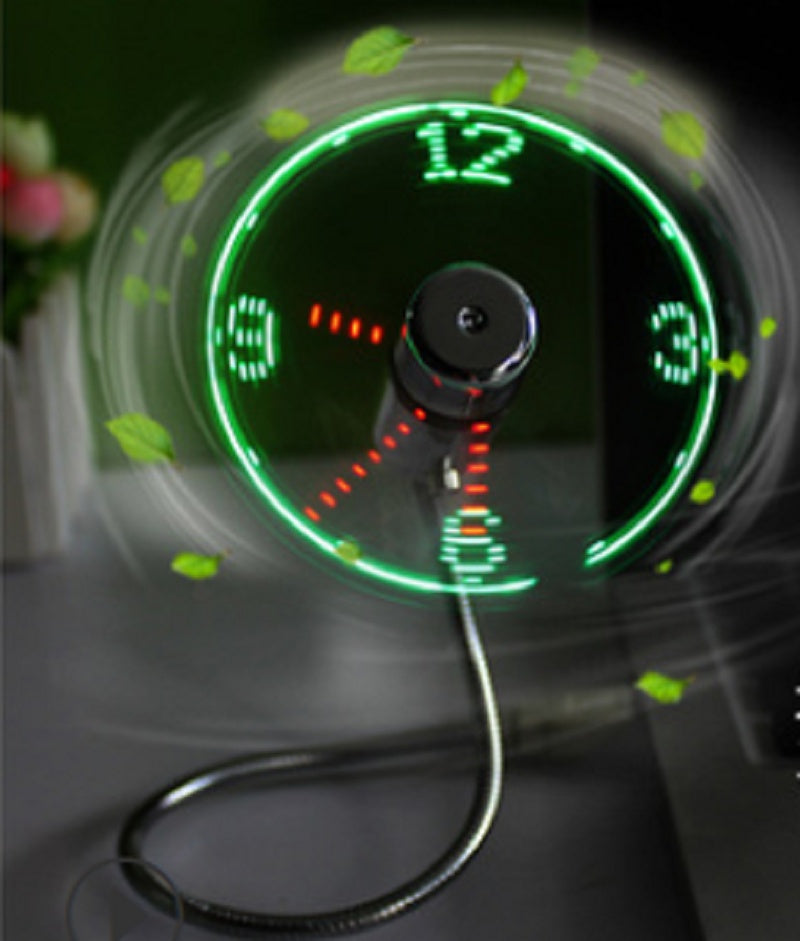 USB Mini Flexible Fan LED Time Clock