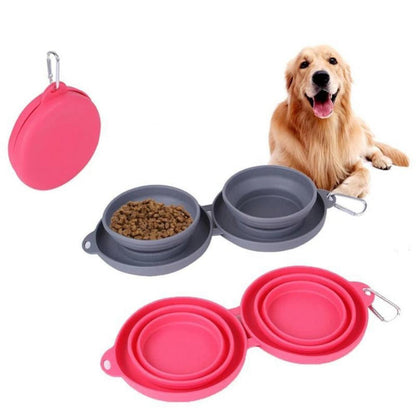 Rubber Foldable Double Pet Bowl