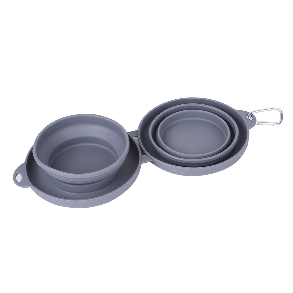 Rubber Foldable Double Pet Bowl