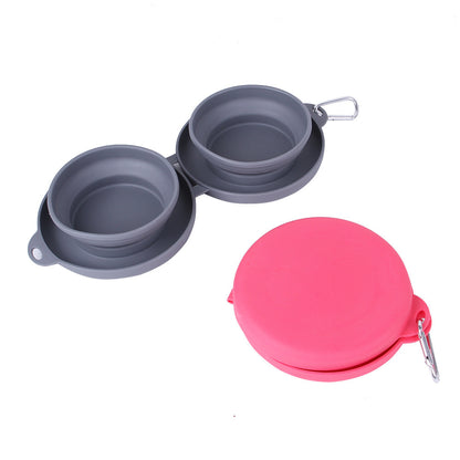 Rubber Foldable Double Pet Bowl