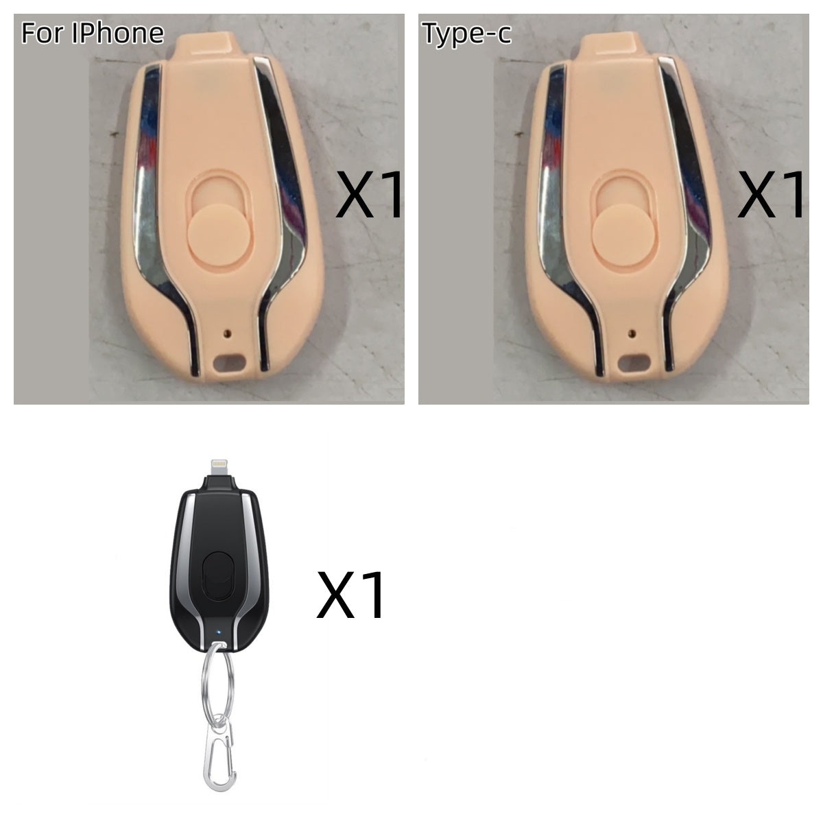 1500mAh Mini Power Emergency Pod Keychain Charger Type-C