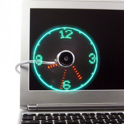 USB Mini Flexible Fan LED Time Clock