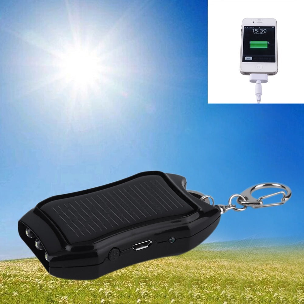 Solar Mobile Phone Power Bank Flashlight Keychain